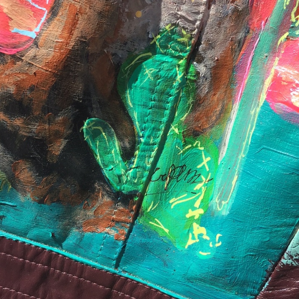 Artisan leather blazer jacket Coachella boho festival cowgirl rodeo rock concert - Picture 3 of 11